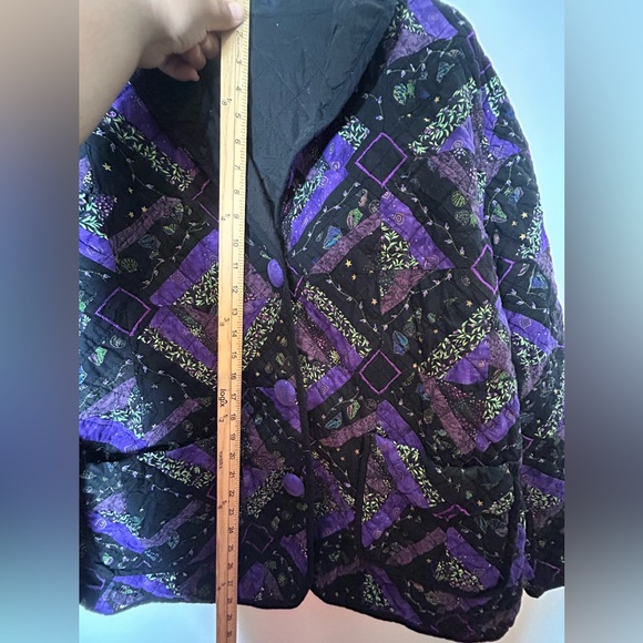 Donna Sharp Quilted Wearable Art Purple Floral Paisley Funky Oversized Jacket XL - Picture 6 of 9